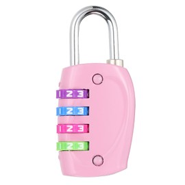 PATIKIL Combination Lock, 4 Digit Outdoor Padlock Waterproof Locker Lock for Luggage Suitcase, Gym Locker, Fence, Filing Cabinets, Toolbox, Gate, Pink with Colorful Wheel