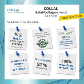 Collal Halal Collagen Move Premium Collagen Powder 300 g Doypack, Collagen Powder with Bioactive, Halal-Certified Collagen Peptides, 30 Servings with Very High Bioavailability