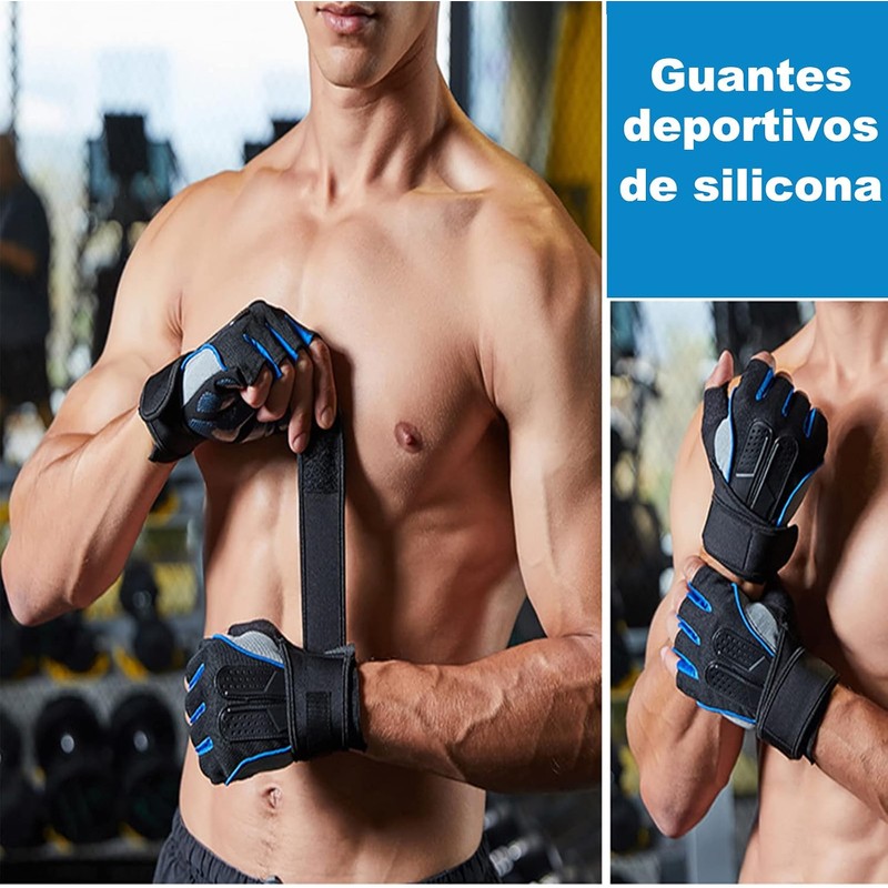 Guantes de Acondicionamiento Físico con Soporte Muñeca y Medio Dedo
