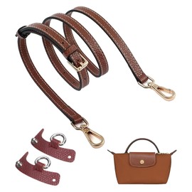 BeoTnp Longchamp Mini Bag Strap, Longchamp Strap, Brown Adjustable Bag Straps Leather No-punch Bag Straps, Replacement Shoulder Strap for Long Champ Tote Le Pliage Bag Accessories Handles