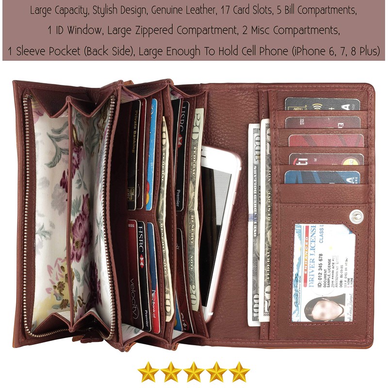 Mou Meraki Women RFID Blocking Genuine Leather Bifold Wallet-Clutch For