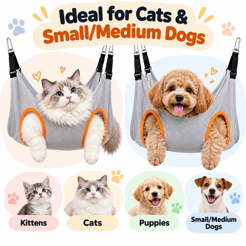 Adjustable Polyester Pet Grooming Hammock Sling for Cat and Small