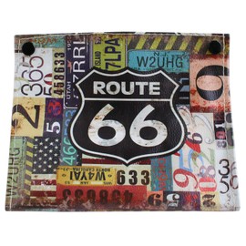 Emartbuy PU Leather Printed Portable Folding Tissue Box Cover Rectangle Tissue Napkin Holder for Bedroom Bathroom Kitchen Home Office - Route 66