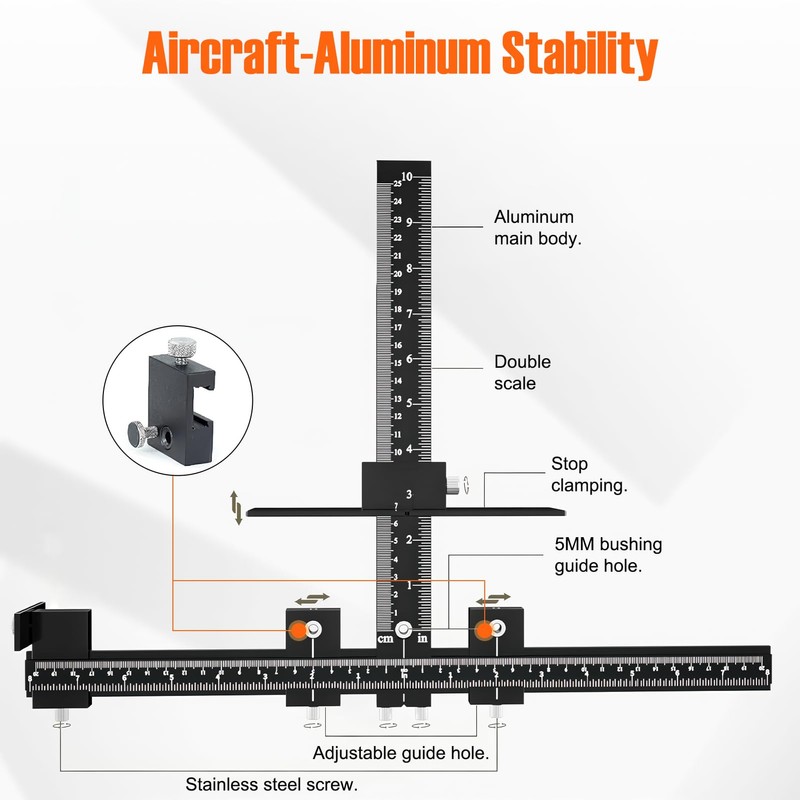 Cabinet Jig for Handles and Pulls, Cabinet Hardware Template, Aluminum