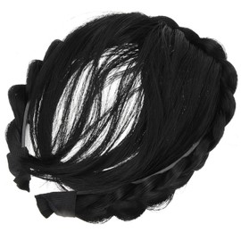 SAFIGLE Braided Hair Braid Headband Wig Accessory for Women Comfortable Heat Resistant Faux Bangs Unique Design for Eye Catching Style for Festivals Parties
