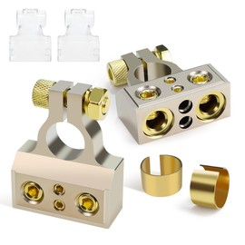 Battery Terminal Connectors,0/2/4/6/8/10 AWG Battery Terminals,Heavy Duty Car Battery Terminal,Top Post Multiple Battery Terminal,Positive Negative Battery Ends,with Shims Protector Cover (1 pair)