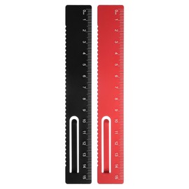 QUARKZMAN 2 Stück Gerade Lineal 15cm Metrisch Metall Aluminiumlegierung Messen Lesezeichen Clip Lineale Skala Werkzeug für Messen Studium Lesen Klassenzimmer Büro, Schwarz/Rot