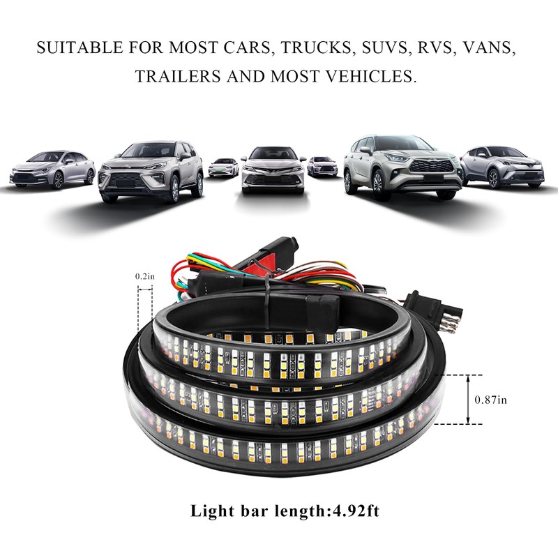 MUQIDA Tailgate Light Bar, 59 Inch Triple Row LED Strip