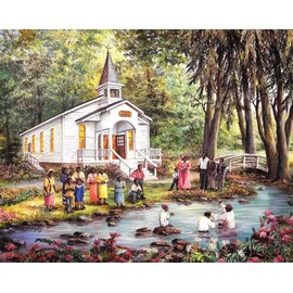 Wooden Puzzles African American Black Baptism by Church Christian Jigsaw Puzzles Educational Puzzles Gift,Unique Present for Home Decor Family Children and Adults 1000 PCS