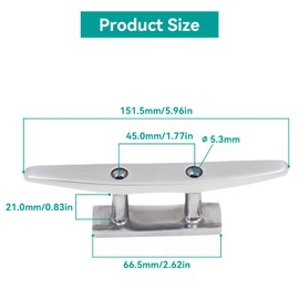 Frdhee Klampe Edelstahl 150mm, 2 Bohrungen Belegklampe aus Edelstahl rostfrei 316 Belegklampe Bootsklampe für Sonnensegel oder als Boot Zubehör