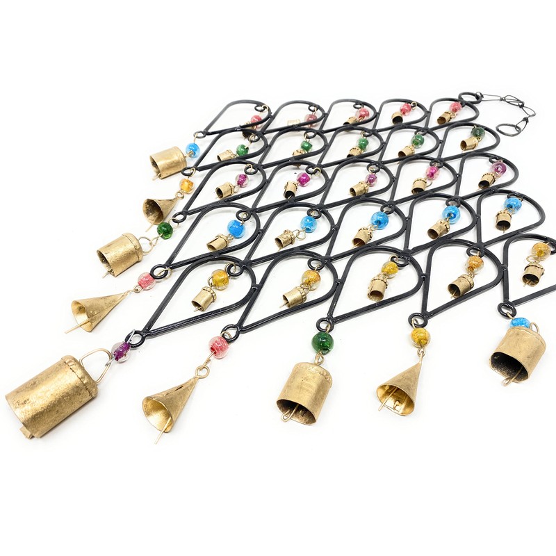 India Recycled Iron Bells Teardrop Wind Chime