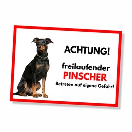 Pinscher Freilaufender Hund Dog Sign Saying Door Sign Dog Sign Warning Sign Gift Idea Safety Sign Dog Private Property Dog Warning Warning