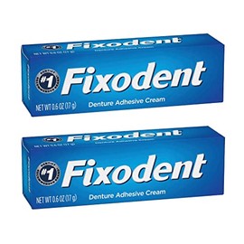 Fixodent Secure - Crema adhesiva para dentaduras postizas (0.6 onzas (paquete de 2)