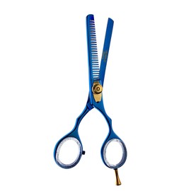TAIZE - Titanium Coated Thinning Shears - Shears for Hair - Smooth Cutting - Removable Finger Rest - Blue