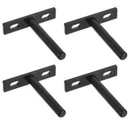 BLOOPIC Shelf Brackets T Shape (4 Pack) Bracket Hidden Floating Insert Insert Space Saving Strong Load Capacity for Furniture Fixing Shaft Support Cabinet Closet Bookcase 75x70x14.5mm Black