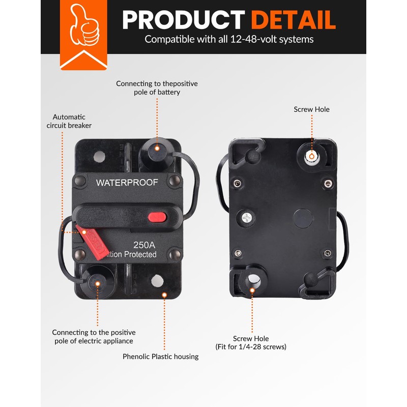 BULVACK 40Amp Circuit Breaker for Boat Trolling Motor Marine ATV