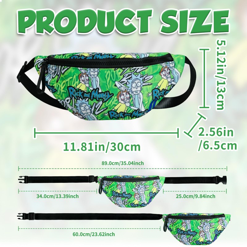 Rick and Morty Fanny Pack, Cartoon Waist Bag with Adjustable