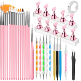 YOOVR Nail Art Tools Set, Nail Stand for Press On Holder for Painting Nails, Nail Art Brushes, Liner Brushes, Nail Dotting Tool, Must Haves Design Tools for Nail Tech & Beginners Nail Art Supplies Kit