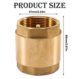 2 Inch Brass Check Valve with Female Thread, DN50 Backflow Preventer Universal with Female Thread on Both Sides, 2 Inch Vertical Brass Check Valve, Check Valve Water