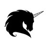 Unicorn Head Silhouette Decal Notebook Car Laptop 5.5" (Black)