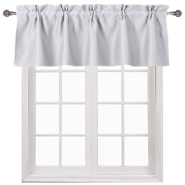 DWCN White Valance Curtain for Kitchen Small Window - Rod Pocket Room Darkening Thermal Insulated Short Curtain Window Treatment for Cafe Bathroom Basement, 52 X 18 Inch,1 Panel