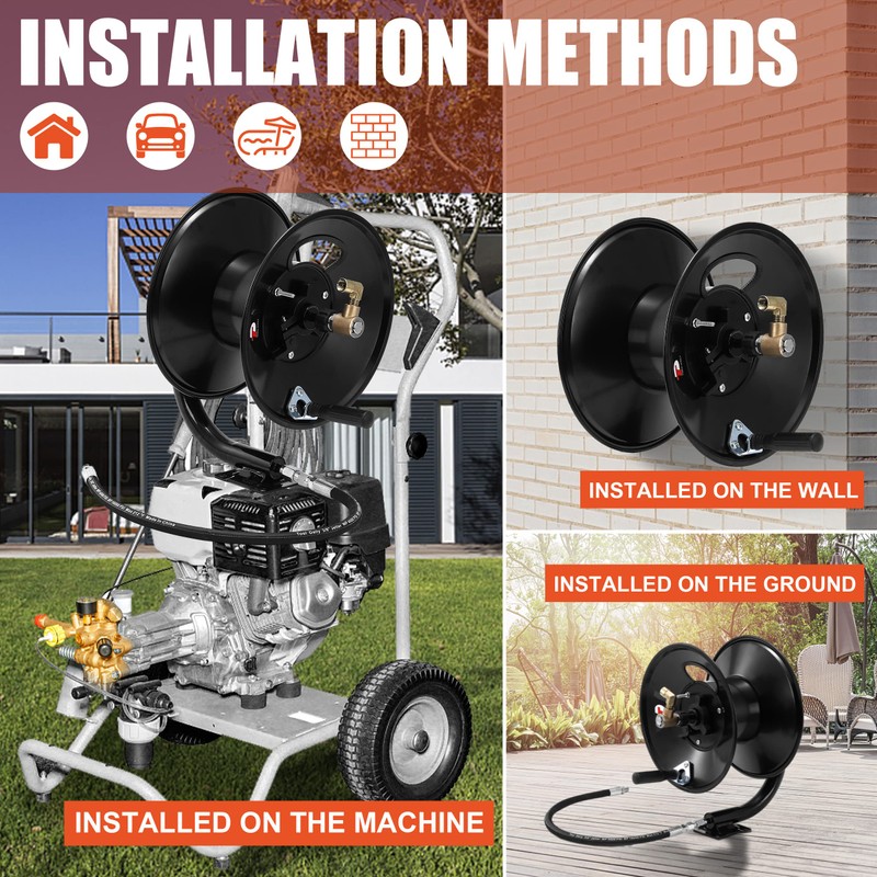Tool Daily Pressure Washer Hose Reel, 100 FT Heavy Duty