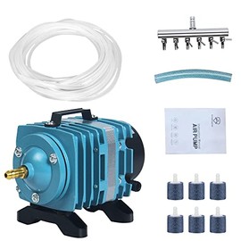 SEAJOEWE Commercial Air Pump 25 Watt Single Outlet, 6 Valve Manifold for Aquarium, Fish Tank, Fountain, Pond & Hydroponics,635 GPH, Blue