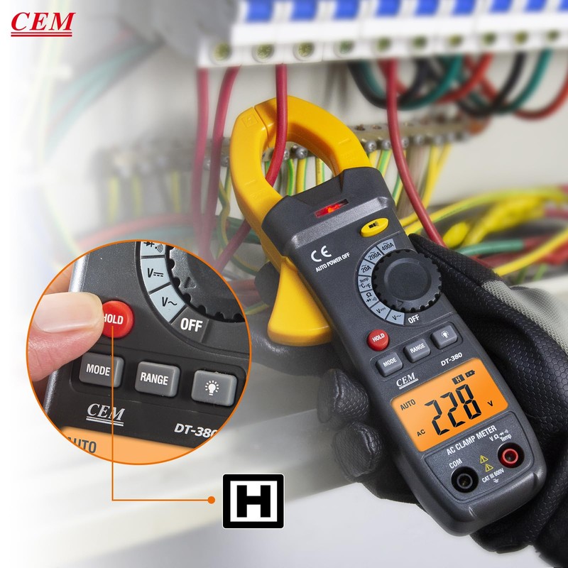 CEM Digital Clamp Meter with O-Shaped Jaw, Auto-ranging Voltage Tester