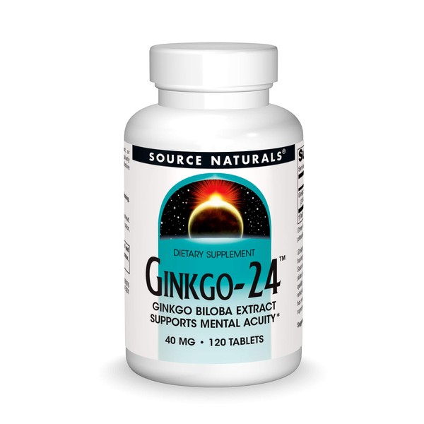Source Naturals Ginkgo-24 - Ginkgo Biloba Extract 40 mg Supports Mental Acuity - 120 Tablets