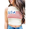 Tankaneo Womens American Flag Crop Tank Tops High Neck 4th