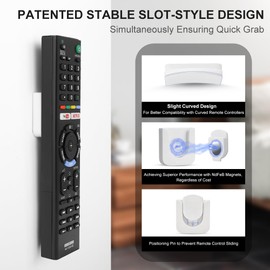 WALLFID Magnetic Remote Control Holder Wall Mount, Innovative Slot Design for Effortless Organization of Home, Office, and School Supplies - Organize and Fix Remotes with Ease (White, 4 pack)