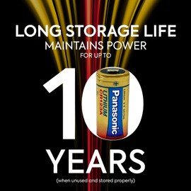 Panasonic CR123A 3V Long Lasting Lithium Batteries for Tactical Flashlights, Home Security Systems, Cameras, Lighting Equipment and Other Devices, 2-Battery Pack