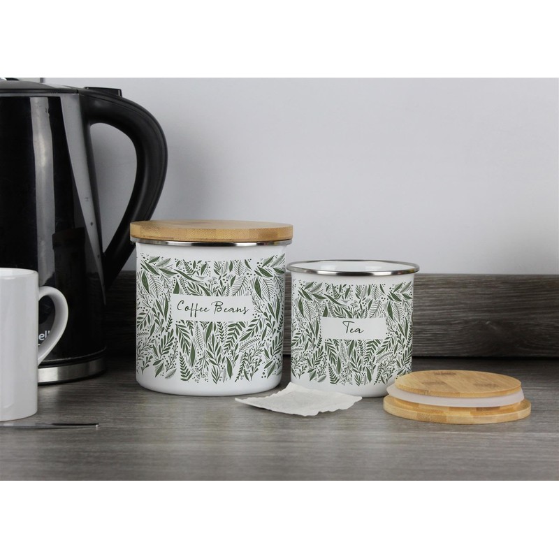 Purely Home Leaves Decaf Coffee Storage Canister - Green Leaves
