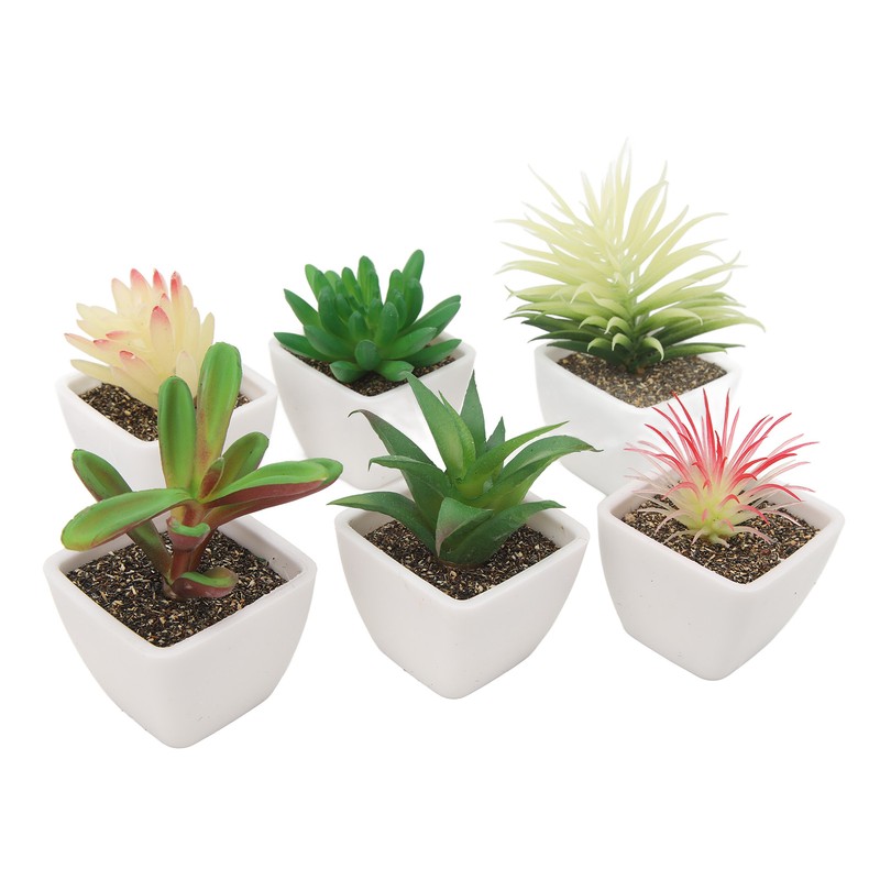 6PCS Potted Artificial Succulents Artificial Plants in Pots Plastic Fake