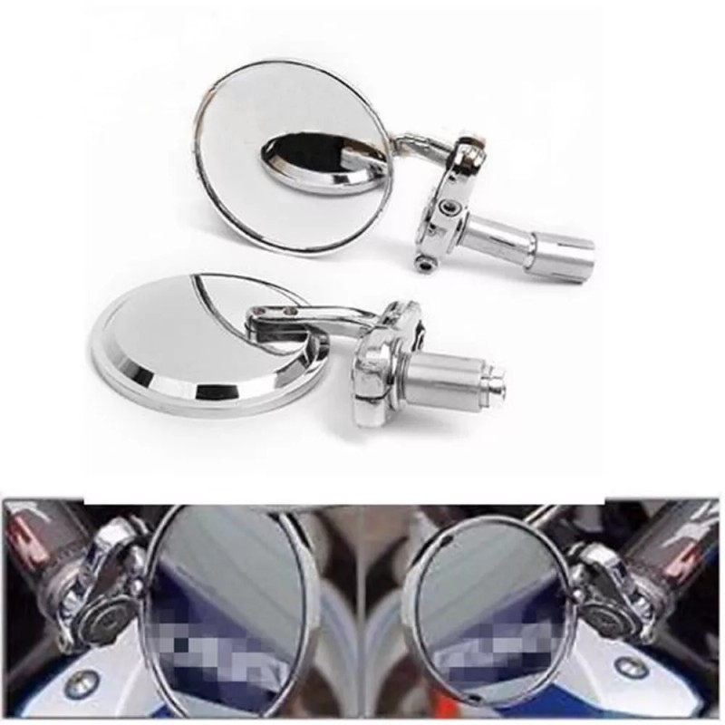 KEEPDSGN 7/8" Bar End Chrome Motorcycle Rearview Mirror Fit For