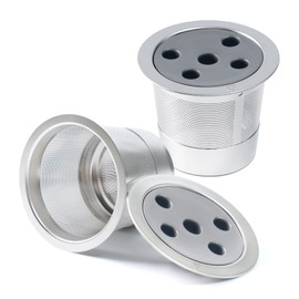 2 Pack Stainless Steel Reusable K Cups for K eurig Supreme & Supreme Plus, Five Hole Universal K-eurig Reusable Refillable coffee pod filter