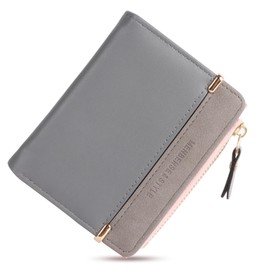 NiCoLa Ladies Purse, Women's Wallet Small Wallet Women Purse Coin Purse Women Credit Card Holder PU Leather Wallet Small Wallets RFID Blocking Purses for Women Zipper Coin Purse with ID Window (Grey)