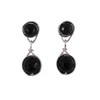 Pair of Earrings - Gemstone Black Tourmaline - Silver-Plated