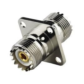 Eightwood SO239 to SO239 Chassis Mount Adapter 2-Pack, SO239 Female to Female Flange Panel Connector for PL259 UHF Antenna, CB &Amateur Radio, Ham Radio Transceiver