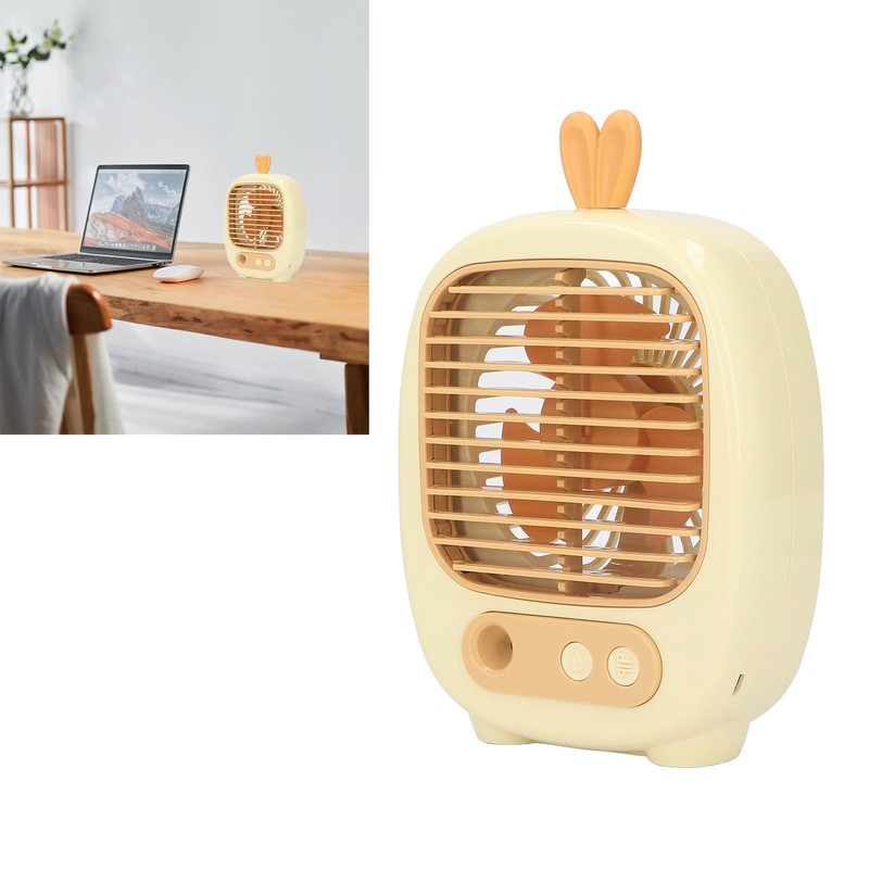 Small Desk Fan 3 Speed Mode Humidifier Function USB Charge
