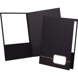 Oxford Monogram Executive Twin Pocket Folder, Black/Gold, Letter Size, 4 per Pack (04161EE)