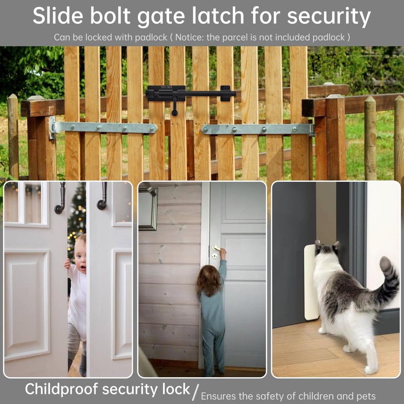 HOJLKLD Slide Bolt Gate Latch, 6 Inch 304 Stainless Steel