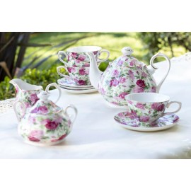 Grace's Teaware Grace Teaware Pink Summer Rose Fine Porcelain 11-Piece Tea Set