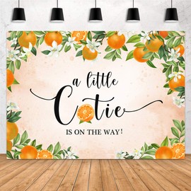 Aperturee 7x5ft Little Cutie Baby Shower Backdrop Tangerine Citrus Organge Flowers Floral a Little Cutie is on The Way Photography Background Pink Party Decoration Banner Supplies Photo Booth Studio