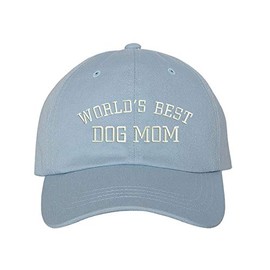 PRFCTO World's Best Dog Mom Baseball Hat for Women - Dog Lovers Cap, Animal Lovers Hat (Light Denim)