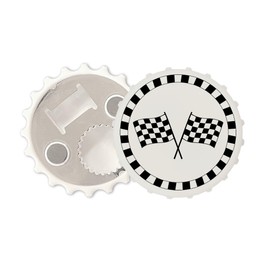 Chequered Flags Magnetic Bottle Cap Opener Fridge Magnet Racing Flag Sports