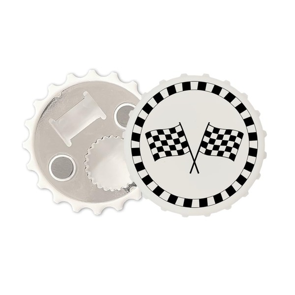 Chequered Flags Magnetic Bottle Cap Opener Fridge Magnet Racing Flag