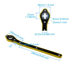 Young Wolf Universal Automotive LH000078A 360° Swivelling Labour-Saving Trolley Jack Ratchet Wrench, Scissor Jack Lift Speed Handle Tool Jack Lug Tyre Wheel Wrench (Cross Key)