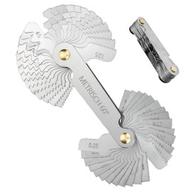 52 Sheets Stainless Steel Thread Gauge Set, Metric 60° and Whitworth 55°, Fine Thread Cutting Set for 24 Sheets 0.25-6.0 mm and 28 Sheets 4G-62G, Fine Thread Measuring Tool
