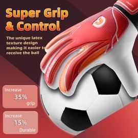 Clbort Soccer Goalie Gloves Youth Kids, Goalkeeper Gloves with Super Grip Palms, Anti-Slip Soccer Gloves, Double Wrist Protection